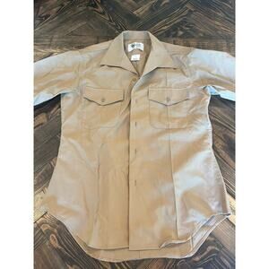 USMC Service Uniform Khaki Dress Marine Short Sleeve Shirt 15.5 Wool Blend Day